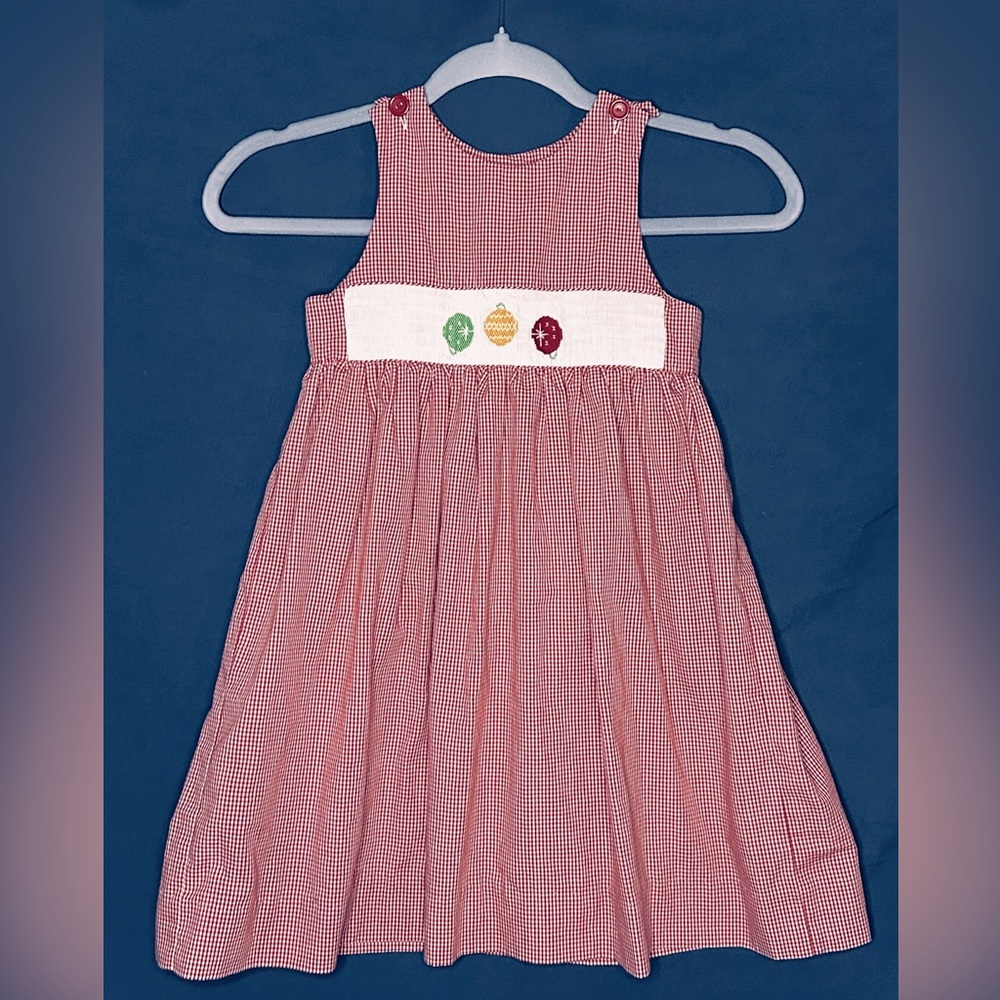 Smocked Giraffe girls 4t Christmas Dress